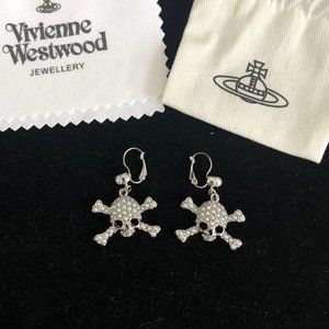 Vividness Westwood Silver Skull Earrings